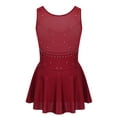 thumbnail image 2 of Moggemol Kids Girls Sleeveless Mock Neck Figure Ice Skating Dress Tulle Tutu Dance Dresses Ballet Burgundy 10, 2 of 7