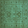 thumbnail image 1 of Ahgly Company Machine Washable Indoor Square Oriental Turquoise Blue Industrial Area Rugs, 6' Square, 1 of 4