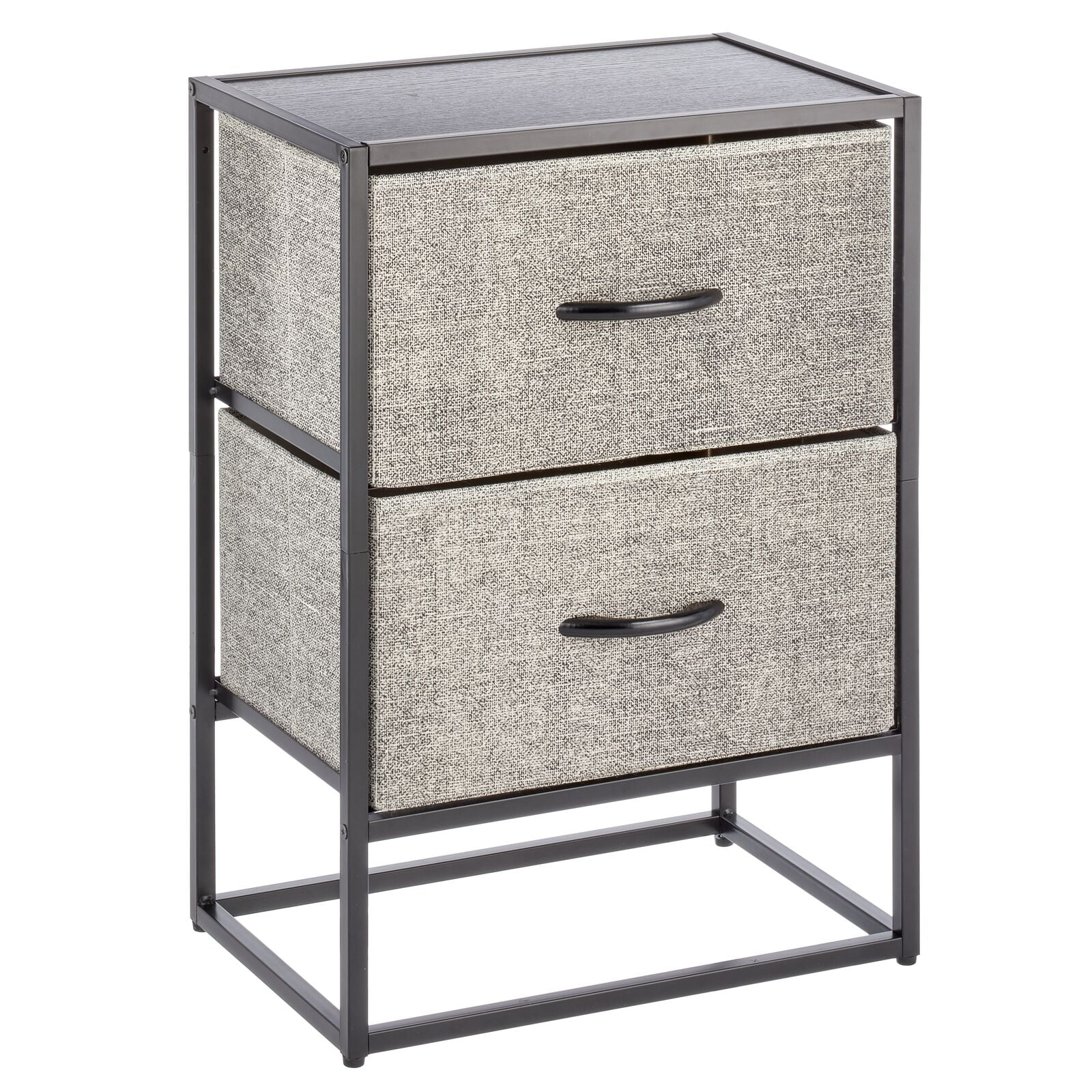 mDesign Modern 2Drawer End Table/Night Stand Storage Unit, Sturdy Steel Frame, Wood Top, Easy