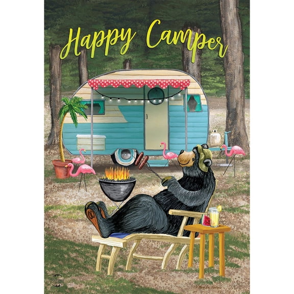 Briarwood Lane Garden Flag 12x18 For Outdoor Happy Camper Bear Summer For Summer Garden Flag Flags For Outside