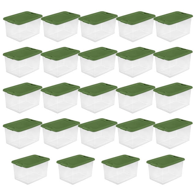 Sterilite 64 Qt Latching Clear Plastic Holiday Storage Container, (24 Pack)
