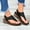 Black, variant on Patlollav Womens Summer Fashion Casual Hollow Split-toe Woman Herringbone Wedge Sandals