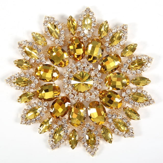 Rhinestone Flower Brooches Pins, Glass Rhinestones Decoration, Removable High-definition Translucent For DIY Clothes Shoe Bag