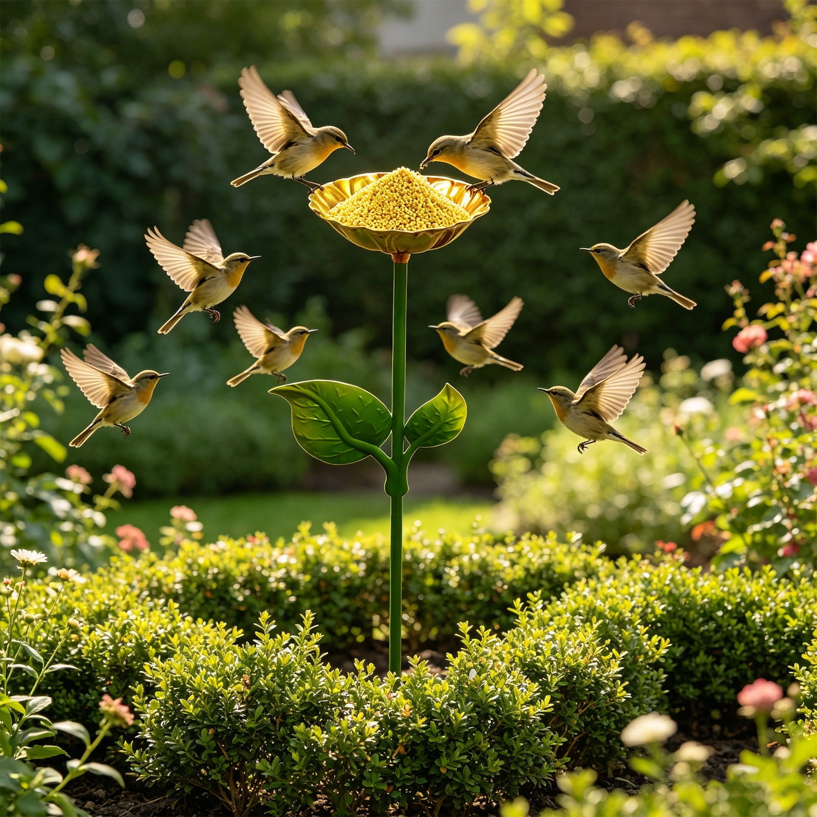 Werulen Iron Bird Bath Ground Stake Sturdy Stable Base,Outdoor Garden Yard Bird Care Feeding,Bird Bath,Garden Yard Decor,Bird Feeding Tool