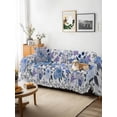 thumbnail image 3 of Boho Blue Flower Couch Cover, Spring Watercolor Country Floral Plant Sofa Cover Blanket for 3 Cushion Couch, Sectional Sofa Slipcover Furniture Protector for Living Room Bedroom 71''x134'', 3 of 9