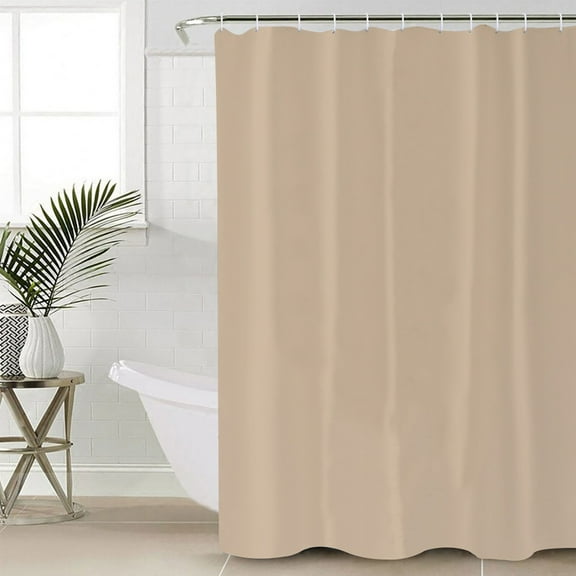 Pure Light Khaki Waterproof Fabric Shower Curtain, Simple Solid Color Shower Curtain for Bathroom Curtains Bathtubs Hotel Washable Shower Curtains with 12 Hooks Small 36x72in