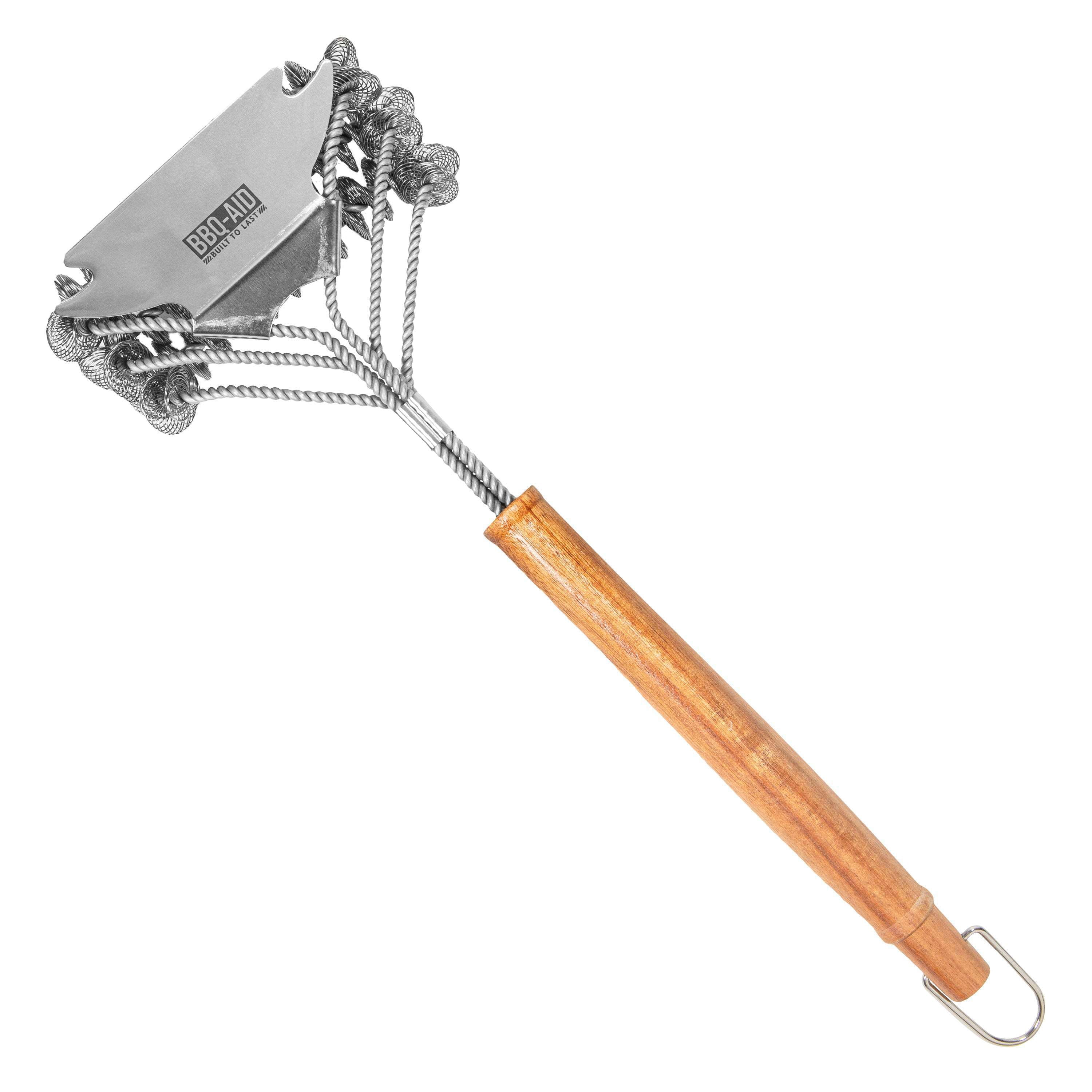 BBQ-AID Grill Brush for Outdoor Grill Bristle Free - 18" BBQ Brush for Grill Cleaning Kit - Safe BBQ Grill Cleaner Brush and Scraper - Stainless Grill Cleaning Brush for Any Grill, Grill Accessories