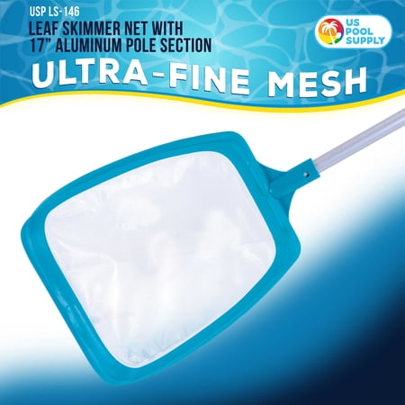 U.S. Pool Supply Professional Spa, Hot Tub, Pool Hand Leaf Skimmer Net with 17 Aluminum Pole - Ultra Fine Mesh Netting, Clean the Finest Debris - Pond, Kid Kiddie Inflatable Pool Cleaning Maintenance