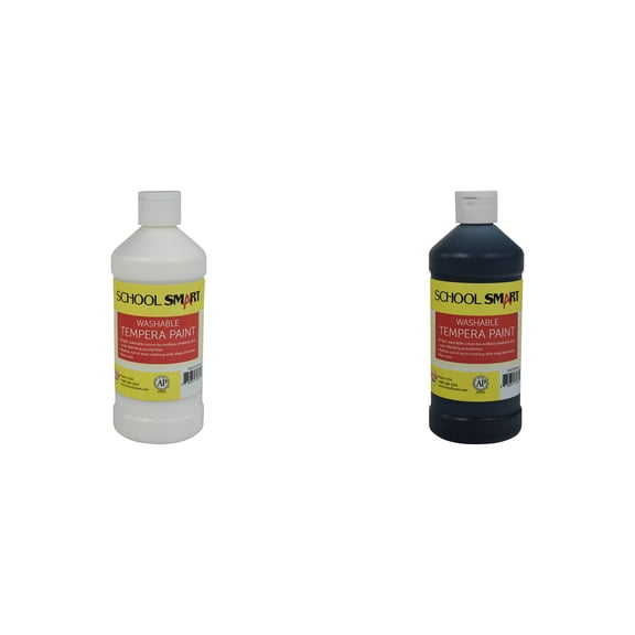 Casafoyer Washable Tempera Paints Bundle - White & Black - Combo Kit for Arts and Crafts Use