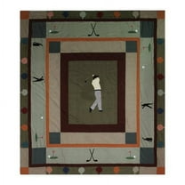 Patch Magic Golf Trail Lightweight Reversible Cotton King Quilt ,Adult, Teen