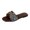 Brown, variant on Women's Slip-on Slide Sandals, Square Open Toe Metal Button Slides, Vacation Beach Casual Walking Slippers Beige