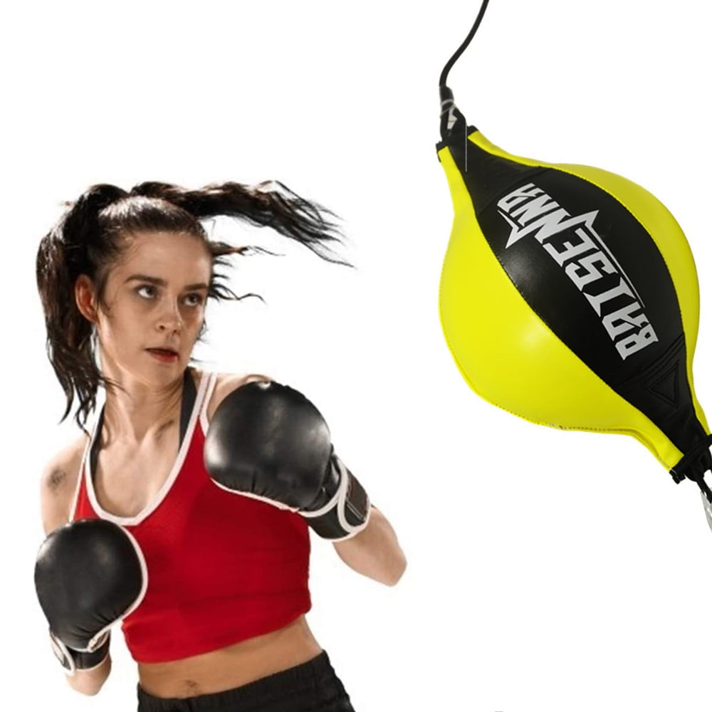 PU Boxing Speed Dodge Ball MMA Double End Punch Bag W/ Floor to Ceiling Rope 