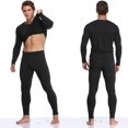 thumbnail image 2 of Men Thermal Underwear Set Winter Base Layer Top & Bottom Ultra Soft Long John Set Black, 2 of 6