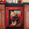 thumbnail image 1 of Orange Cat Sticker Home Kitchen Cover,Window Design Cat Fridge Vinyl Panel Decal,Funny Cat Dishwasher Decorative Cover,Animal Stickers, 23x26inch( Ordinary ), BDTZ007, 1 of 7