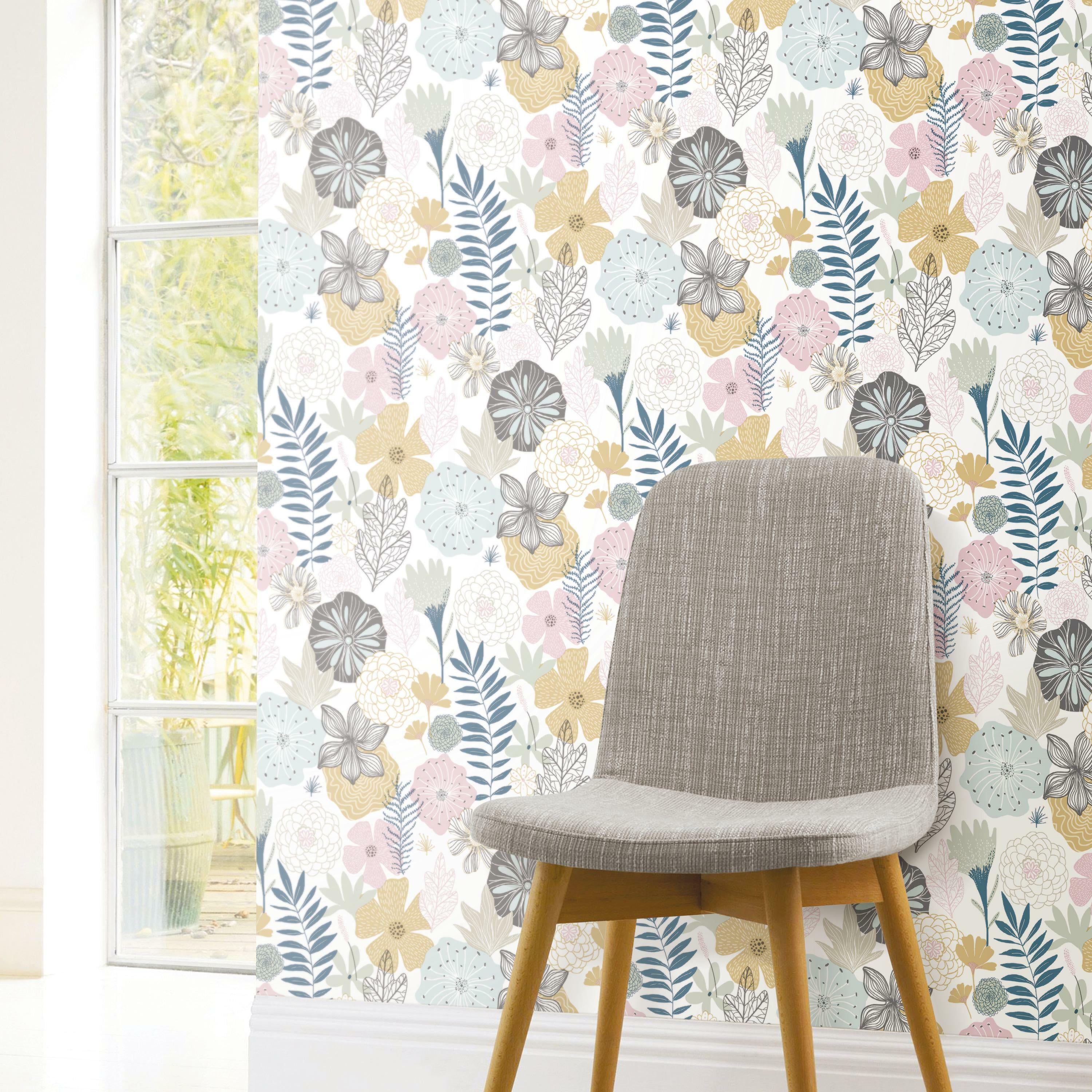 (2 pack) RoomMates Perennial Pink Floral Peel and Stick Wallpaper, 20.5 inches x 18 feet, 1 roll,