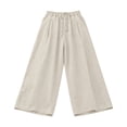 thumbnail image 4 of TRUBKH Beach Pants for Women Cotton Linen Palazzo Pants Teacher Pants Gaucho Pant Casual Pants for Women Palazzo Drawstring Wide Leg Linen Pants Cotton Palazzo Pants for Women Beige M-5XL, 4 of 5