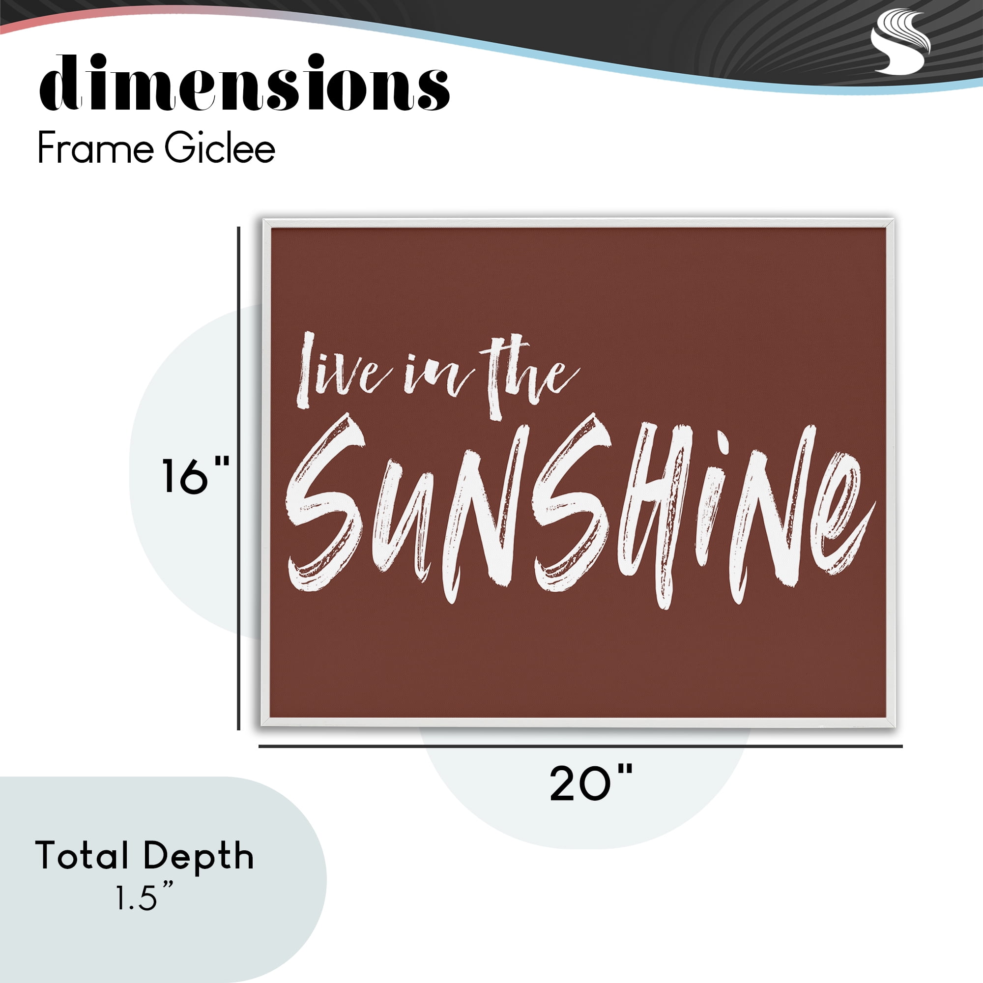 Live In The Sunshine Brown White Framed Giclee Art, design by Lettered and Lined