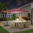 thumbnail image 1 of Mondawe 10x13 FT Cantilever Umbrella Large Offset Umbrella with 360°Rotation and Bluetooth Audio Cantilever Patio Umbrella for Backyard, Pool & Garden, Red, 1 of 1