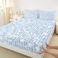 thumbnail image 6 of jejeloiu Plant Leaves Twin Sheet Sets,Nature Theme Twin Fitted Sheet,Blue White Flat Sheet For Girls,Luxury Bedroom Decor,3-Piece, 6 of 7