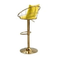 thumbnail image 5 of Velvet Bar Chair Set of 2, Pure Gold Plated Dining Room Chairs with Golden Metal Leg, 360 Degree Rotation Adjustable Height Kitchen Chairs, Suitable for Dinning Room and Bar, Yellow, 5 of 7