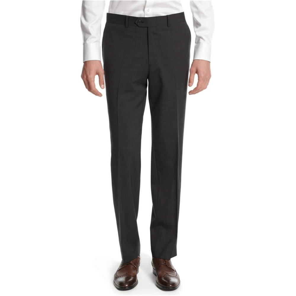 Bar III - $150 NEW Charcoal Graph Check 0988 Slim Fit Wool Dress Pants ...