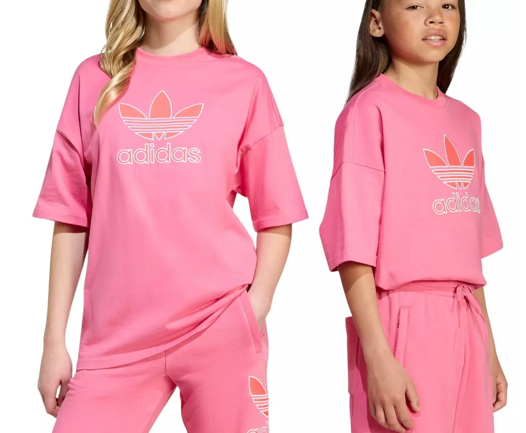 adidas Kids' Oversized Trefoil Tee size L 13-14 yr