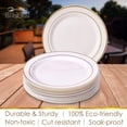 thumbnail image 5 of Wedding Disposable Dinnerware Set | 20 Chargers, 20 Dinner Plates and 20 Salad Plates | Golden Glare Collection (Ivory/Gold), 5 of 7