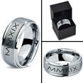 thumbnail image 4 of Tungsten Gradutaing Class Of 2019 Roman Numerals Engraved Band Ring 8mm Men Women Comfort Fit Gray Step Bevel Edge Brushed Polished, 4 of 4