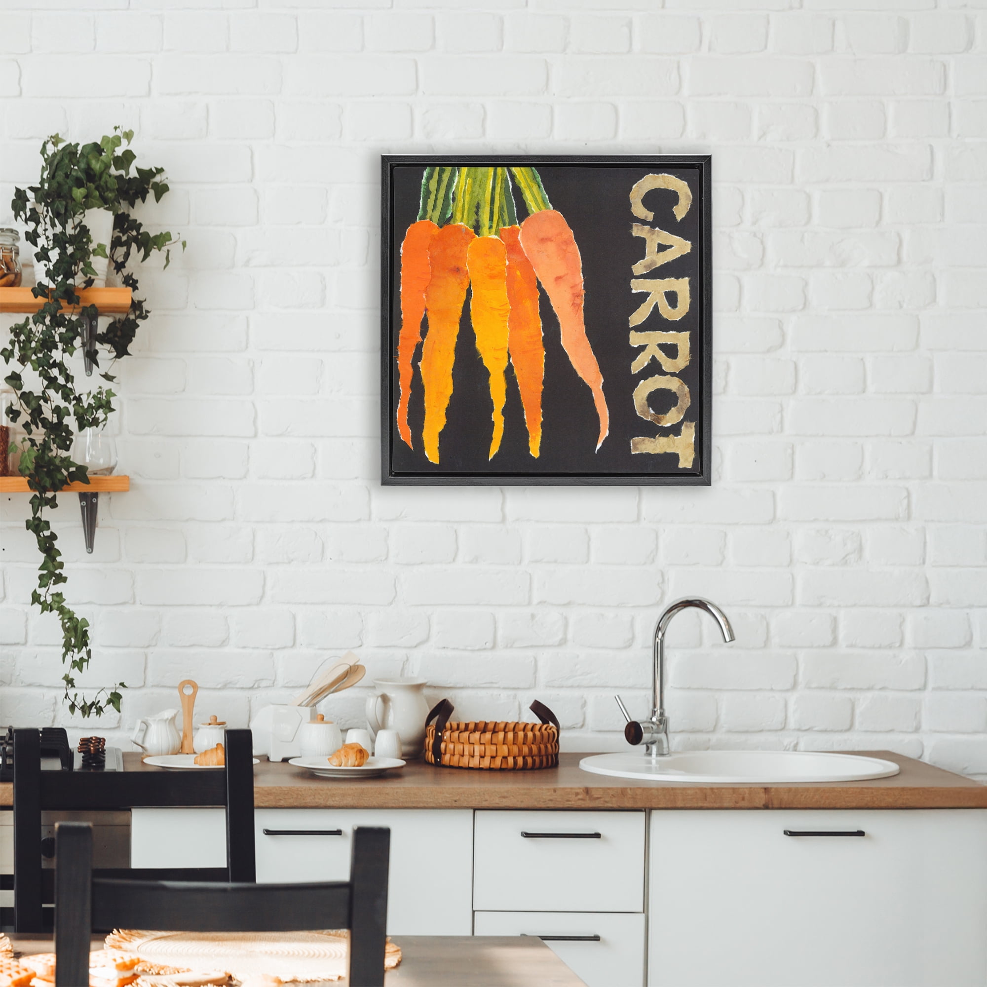 Stupell Industries Carrot Root Vegetable Black Framed Floater Canvas Wall Art, design by Nancy Overton