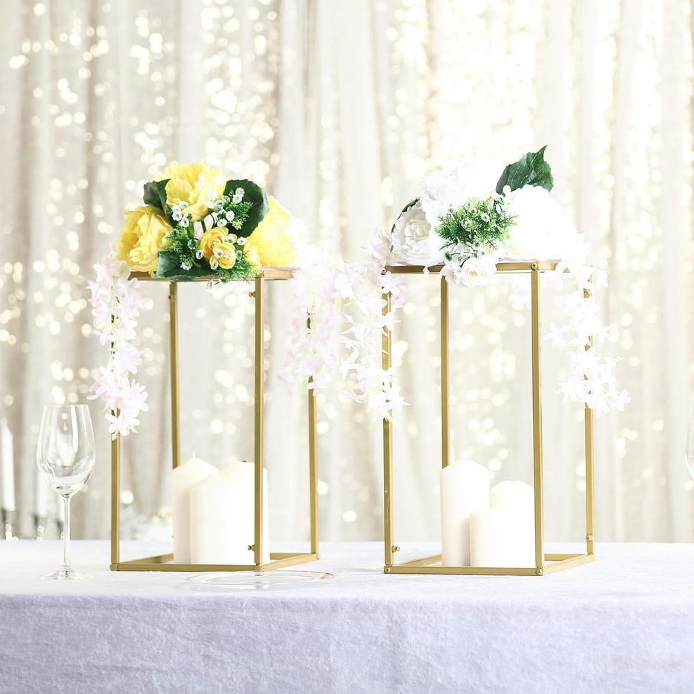 Efavormart 2 Pack Matte Gold Wedding Flower Stand Metal Vase Column