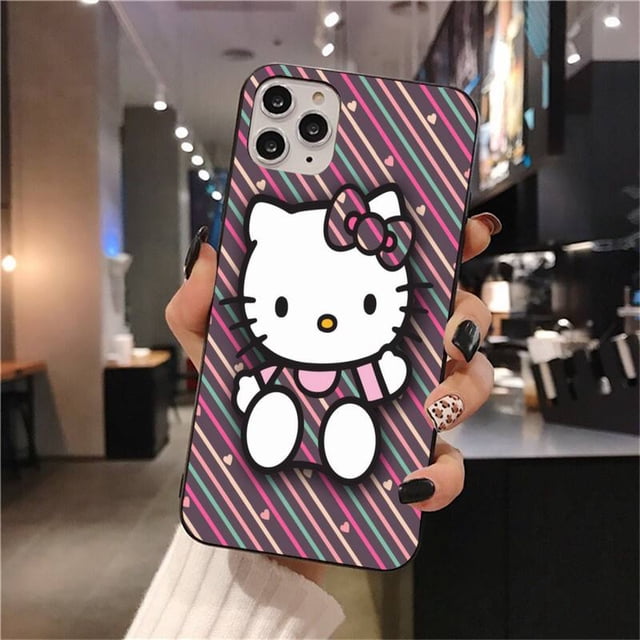 Sanrio-funda de teléfono con Gato de dibujos animados para iphone, carcasa bonita de Hello Kitty para iphone 14, 13, 12, 11 Pro, Mini, XS Max, 8, 7 Plus, X, SE, 2020, XR zhangmengya LED
