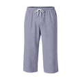 thumbnail image 5 of Bbyeadc Capris for Men Straight Leg Baggy Bottoms Lightweight Drawstring Capris Fashion Summer Culottes with Pocket,Light Purple(M), 5 of 8