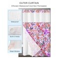 thumbnail image 4 of No Hook Shower Curtain with Snap-in Liner, Spring Floral Waterproof Fabric Bathroom Curtains, Retro Watercolor Flowers Leaves Plants Purple Bath Curtains & Mesh Top Window 66"x72", 4 of 9