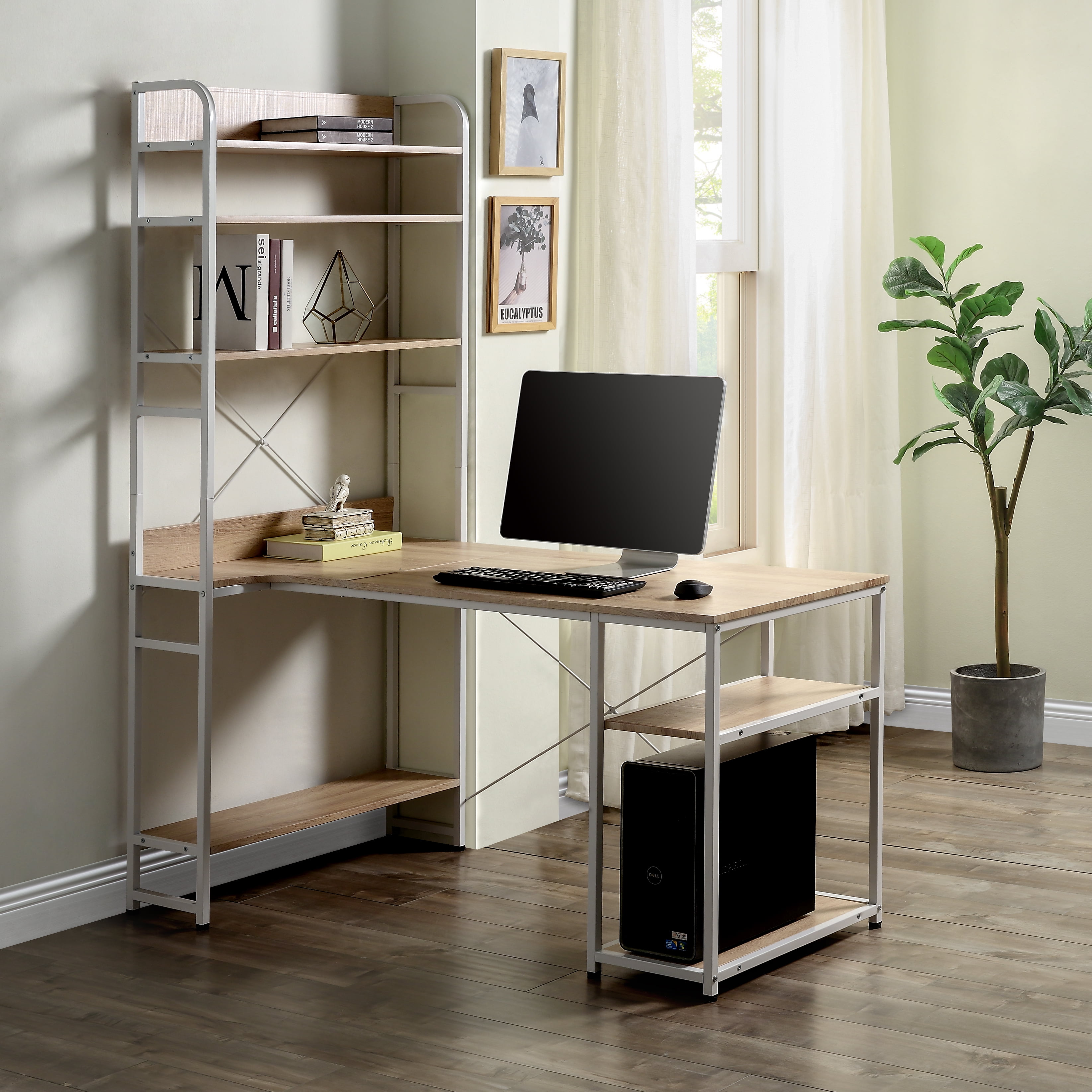Details about   L-Shaped Corner Computer Desk PC Study Table Workstation Home Office w/Shelves+ 