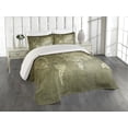 thumbnail image 2 of Ambesonne Map Quilted Coverlet 3 Pcs, Nostalgic World Map, King Size, Army Green, 2 of 4