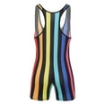 thumbnail image 4 of Haitryli Men's Athletic Wrestling Singlets Striped Rainbow One-piece Bodysuit Boxer Underwear Rainbow S, 4 of 7