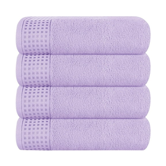 GLAMBURG Ultra Soft 4 Pack Oversized Bath Towel Set 27x54 inches, 100% Cotton Bath Towels, Highly Absorbant Compact Quickdry & Lightweight Towel, Ideal for Gym Travel Camp Pool - Purple