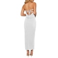 thumbnail image 3 of ZAXARRA Women's Summer Satin Strapless Dress Backless Bodycon Wedding Cocktail Party Maxi Dresses, 3 of 5