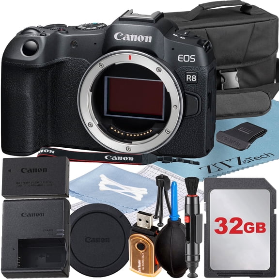 Canon EOS R8 Mirrorless Camera (Body) with 4K Video   32GB Memory Card   Case   ZeeTech Accessory Bundle (International Version)