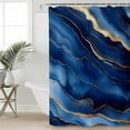 thumbnail image 4 of Abstract Marble Shower Curtain Set ，Waterproof Fabric Shower Curtains Blue Gold Texture Modern Style Simple Shower Curtains for Bathroom,Bathroom Decor 72"x84", 4 of 6