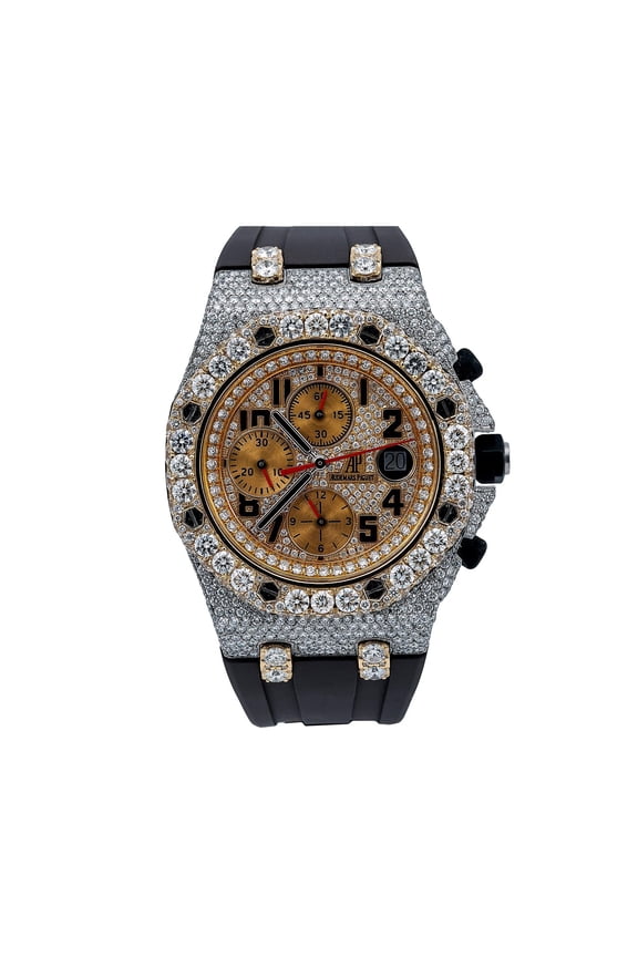 Pre-Owned Audemars Piguet Royal Oak Offshore Chronograph 42MM 26170ST Black Arabic Dial Diamond Bezel Black Rubber Band 15.75ct