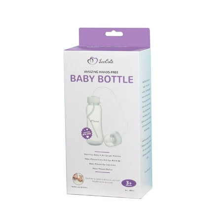 Hands-Free Baby Bottle - Anti-Colic Nursing System 9 oz Baby Bottle with Fast Flow Nipple/Teat 3m  with Tube Straw Feeding System for Toddler 1 Year   (1 Bottle - Soo Cute)
