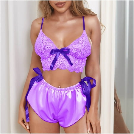 

Munlar Lingerie For Women Womens Underwear Women Sexy Lace Bow Lingerie Underwear Sleepwear Underwear Satin Pajamas Sets