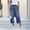 Blue, variant on Women's Mid Rise Straight Leg Faux Denim Capri Pants Frayed Hem Comfortable Stretch Baggy Capris Pants with Pockets