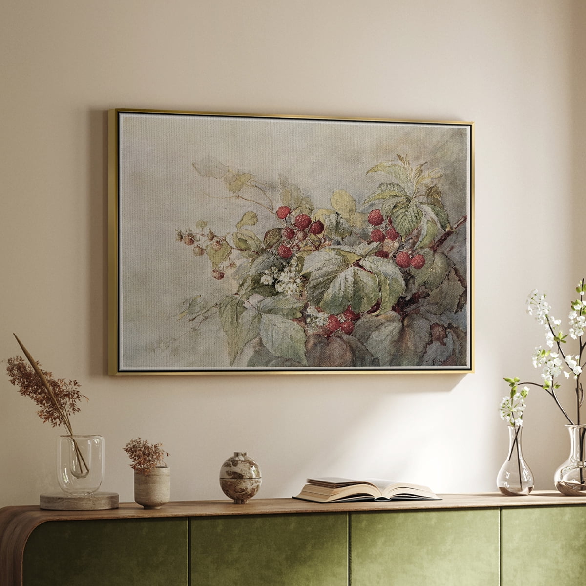 Vintage Botanical Print-V By Wexford Home Framed in Gold Wood Gallery Wrapped Canvas 27 in. x 41 in.