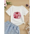 thumbnail image 1 of Adorable camiseta con estampado de bebida de fresa y conejo para niñas: camiseta blanca de manga corta con diseño de dibujos animados en rosa, perfecta para el verano, ropa informal de diario., 1 of 6