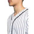 thumbnail image 4 of Men's Hipster Hip Hop Button Down Pin Striped Baseball Jersey Short Sleeve Shirt BJ44 - White - Medium, 4 of 5