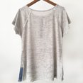 thumbnail image 2 of Women's Slit Hemline Hem T-shirt Contrast Color Loose Top, 2 of 2