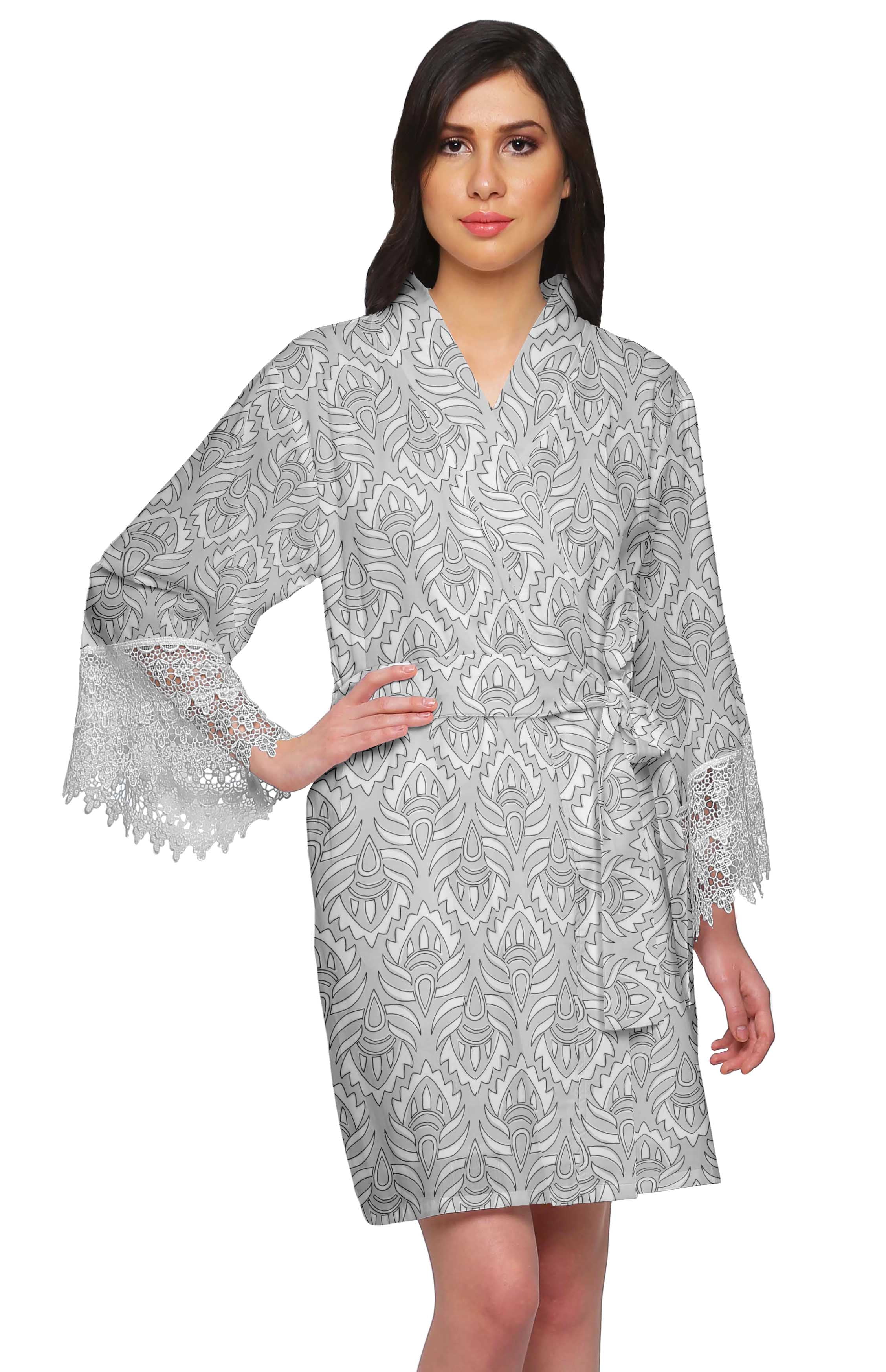 Moomaya Cotton Robes For Women Lightweight Printed Short Bridesmaid