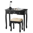 thumbnail image 2 of Patiojoy Vanity Table Set w/ 360�� Rotating Oval Mirror & Drawers Black, 2 of 10